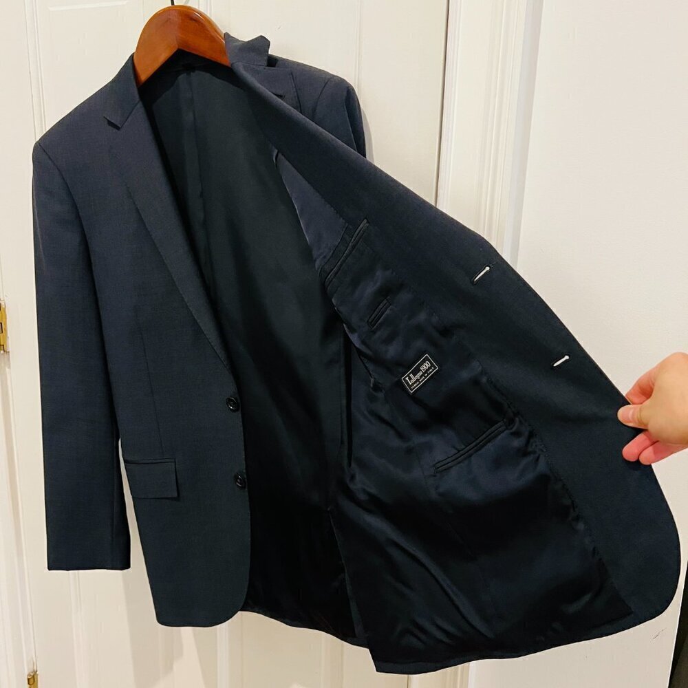 Mens 40 R J CREW Ludlow X Tollegno 1900 Solid Charcoal Grey Wool Suit Jacket - Picture 7 of 16